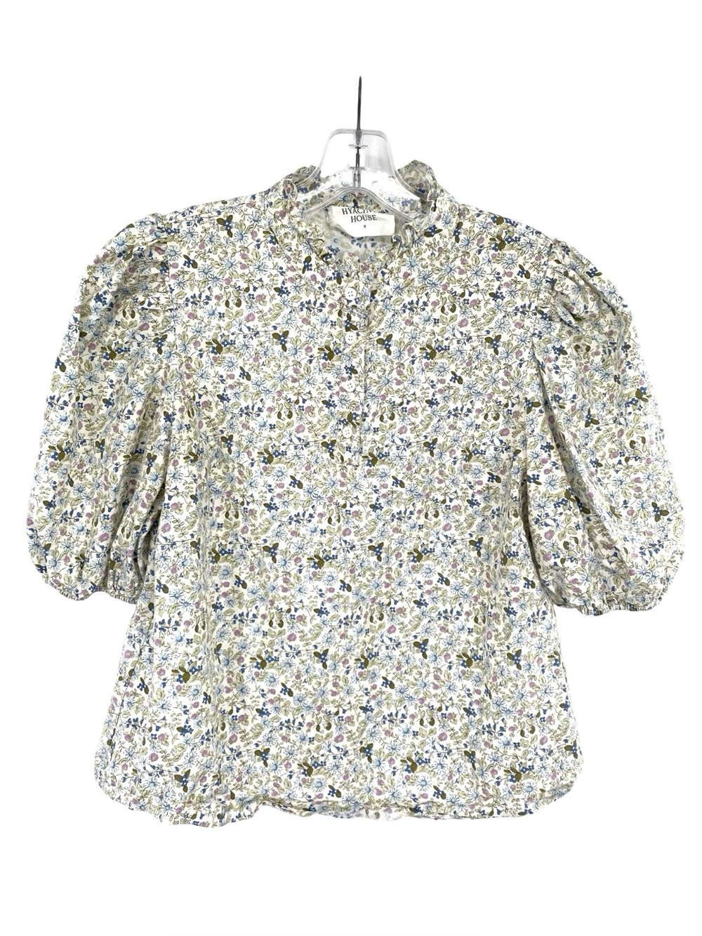 Hyacinth House Tuckernuck Liberty Floral Cotton Flounce Puff Sleeve Blouse Top